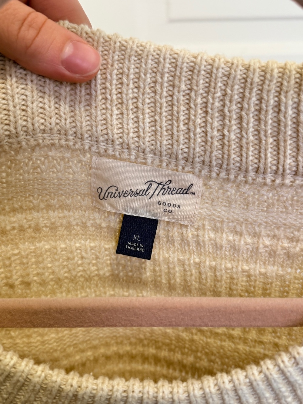 Universal Thread Cream Ribbed Crewneck Sweater - Picture 3 of 5